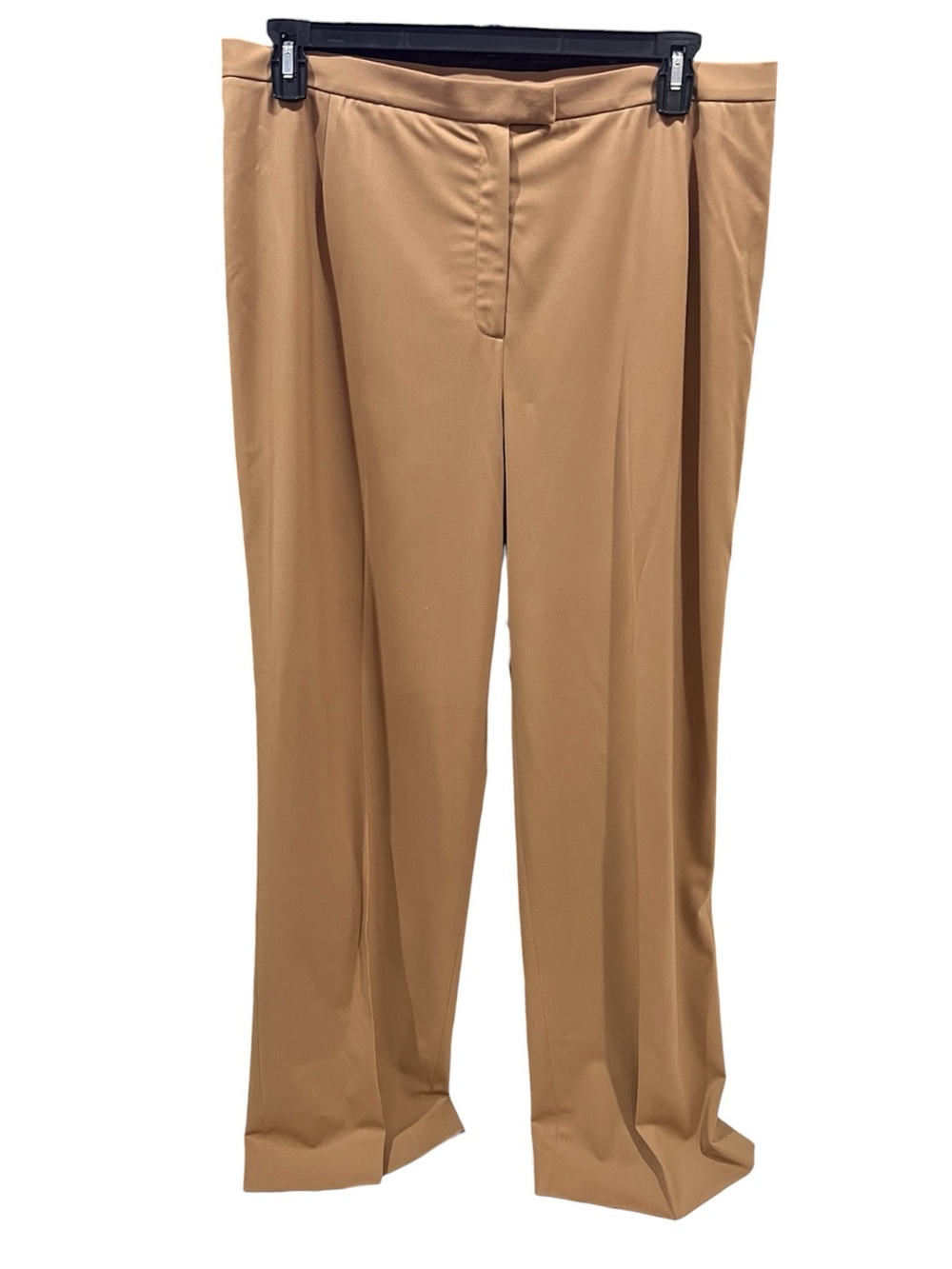 Lafayette 148 Women's Vintage Virgin Wool Tan Straight Leg Trousers Size 14